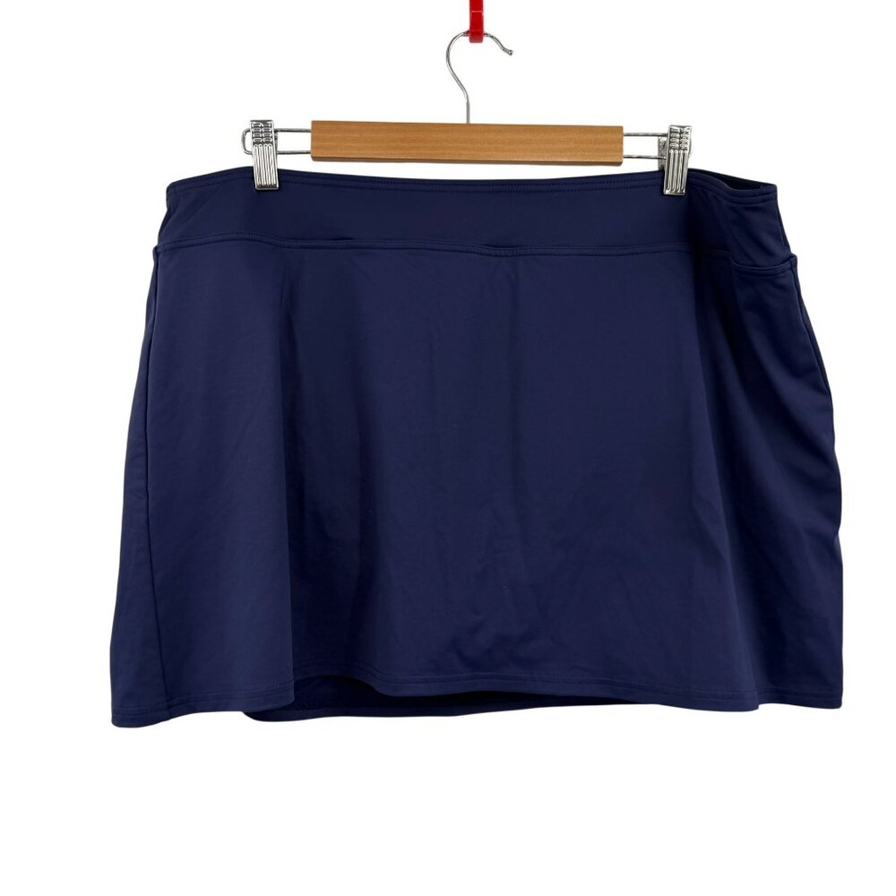 Lands End swim skirt‎ size 18 Solid blue pool cruise beach summer modest